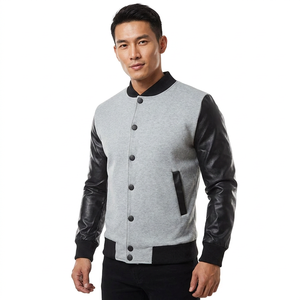 Veste universitaire d'hiver personnalisée en laine/polyester avec broderie chenille, col montant unisexe, style baseball, avec lettres brodées sur le devant - Product Image 1