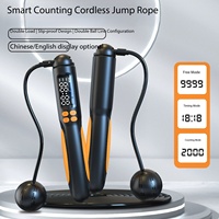Corde à sauter intelligente 2-en-1 avec balles de gravité, capteur Hall, compteur intégré, corde à sauter en fil d'acier réglable pour l'exercice en intérieur