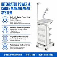 Chariot d'endoscopie moderne OEM en ABS réglable avec bras de moniteur, colonne en alliage d'aluminium et gestion des câbles pour salle d'opération hospitalière