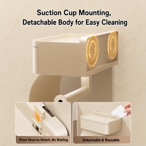 Support mural en plastique pour <span class=keywords><strong>papier</strong></span> <span class=keywords><strong>toilette</strong></span> avec étagère de rangement à <span class=keywords><strong>ventouse</strong></span>, <span class=keywords><strong>distributeur</strong></span> de rouleaux de <span class=keywords><strong>papier</strong></span> <span class=keywords><strong>toilette</strong></span> à 3 niveaux pour salle de bain - Product Image 2