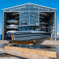 Bateau de pêche familial en aluminium avec poste de pilotage, croiseur de week-end en alliage de 25 pieds, bateau facile à manier pour les loisirs et le sport