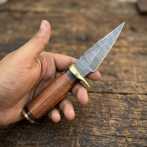 Handcrafted Industrial Grade Damascus Steel Fixed Blade Hunter/Camping <b>Knife</b> Wood <b>Handle</b> Drop Point Straight Edge 20 cm - Product Image 1
