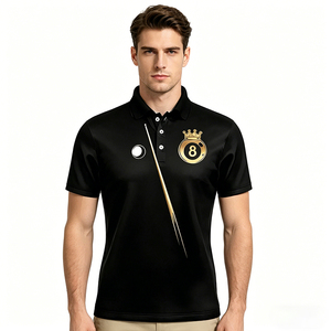 Camiseta de Billar para Hombre S.Q.F, Diseño de Corona de 8 Bolas, Impresión 3D por Transferencia de Calor, Uniforme de Equipo, Estilo Vintage, 300 Gramos, 100% Algodón de Lujo - Product Image 2
