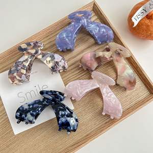 Vente en gros de pinces à cheveux élégantes coréennes en acétate personnalisées, motif écaille de tortue, grandes pinces à cheveux en acétate pour femmes et filles - Product Image 1