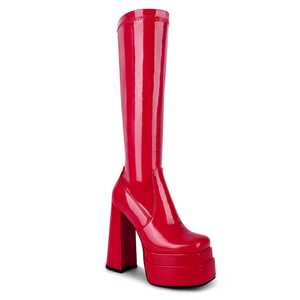 WETKISS Factory Supply Small quantité minimale de commande Block Heel Knee High Boots Sexy Red Boots Long Tube Tall Boots with Double Platform - Product Image 1