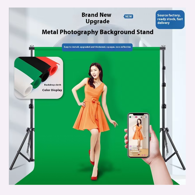 Wholesale 3*3m Green Background Stand Kit for Live Photography Includes Support and Cloth-Photo Studio Accessories