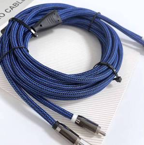 Blue Braided RCA Cable with Metal Connectors, Suitable for <b>Car</b> Audio Systems - Product Image 2