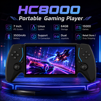 Console de jeu portable HC8000, écran HD de 7 pouces, système Linux 64 Go, 15000 jeux intégrés, double joystick, cadeau pour enfants, cadeau de vacances