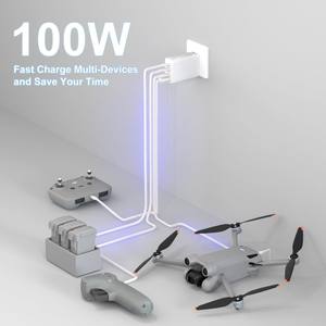 Cargador de Drones GaN de 100W USB C para <span class=keywords><strong>DJI</strong></span> Specta <span class=keywords><strong>Mini</strong></span> Air 3 Mavic 3 Series, Cargador Rápido PD de 100W para Batería y <span class=keywords><strong>Control</strong></span> Remoto de Drones - Product Image 3