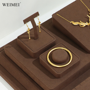WEIMEI - Juego de Exhibición de Joyería de Microfibra Marrón Moderno y de Lujo, Exhibidores de Collares y Pendientes para Mostrador - Product Image 3