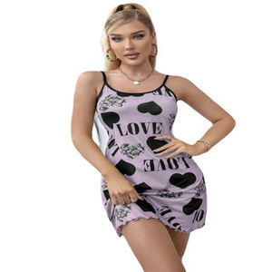 Camisola de Verano con Estampado de Corazón, Nueva Moda, Ajustada, Minifalda, Se Puede Usar en Casa o Fuera - Product Image 5