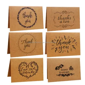 Hadiah Kertas Kerajinan Kustom Cokelat Kartu Terima Kasih dengan Kartu Kertas Amplop Kustom Kartu Terima Kasih untuk Festival