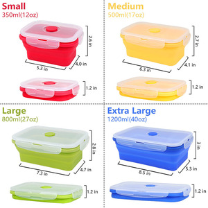 <strong>Collapsible</strong> Silicone Food Storage <strong>Container</strong> Foldable Meal Prep Lunch Box <strong>Containers</strong> Colorful Bento with Airtight Lids - Product Image 2