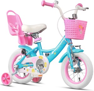 <b>Girls</b> <b>20</b>-<b>Inch</b> Kids <b>Bike</b> 2-13 Years Old Princess Style Carbon Steel Frame Doll-Seat Basket Training Wheels Multiple Adjustable Sa - Product Image 6