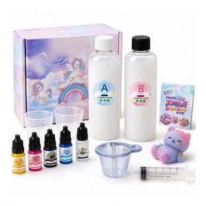 Kit DIY para hacer Mochi Squishy: Gel de silicona de proporción igualada, formas de animales adorables, gotas de pintura, polvo esponjoso, herramientas de medición y guía de proporción. - Product Image 1