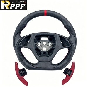 Volant en fibre de carbone Rppf en promotion avec palettes de changement de vitesse pour <span class=keywords><strong>Corvette</strong></span> C7 <span class=keywords><strong>2014</strong></span> 2015 2016 2017 2018 2019 - Product Image 1