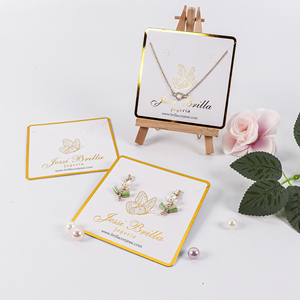 Cartes de présentation personnalisées en carton blanc pour colliers, bracelets, bijoux en or et argent, cartes pour boucles d'oreilles avec logo en feuille d'argent - Product Image 1