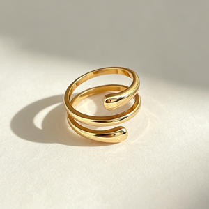 Wholesale Waterproof 18K Gold Plated <b>Adjustable</b> Size Custom Simple Glossy <b>Rings</b> - Product Image 1