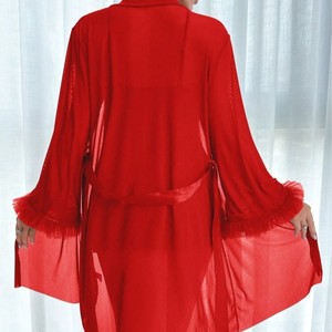 Camisón de encaje floral transparente estilo europeo y americano para mujer, conjunto de tirantes fino y seductor para la noche de bodas - Product Image 3