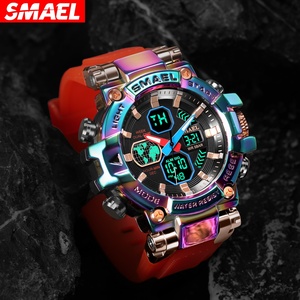 Montre numérique japonaise SMAEL 8027 pour homme, analogique-numérique, luxe, affichage LED, bracelet en caoutchouc, montres de sport pour homme - Product Image 5