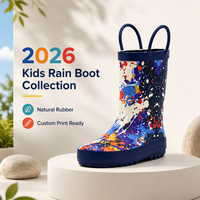 Bottes de pluie en caoutchouc à imprimé coloré, antidérapantes, à semelle épaisse, avec poignées doubles faciles à saisir, pour activités de plein air