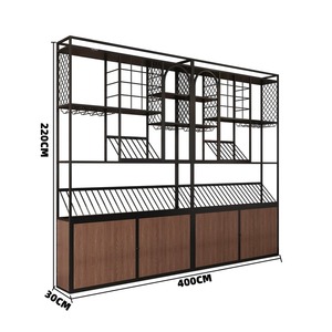 עיצוב בהתאמה אישית לדלפק קבלה בסגנון תעשייתי, עשוי ברזל ועץ, מתאים למסעדות ברביקיו, ברים וברים. - Product Image 4