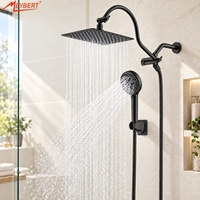 Système de douche pluie tout métal 10 pouces avec filtre à valve céramique et douchette haute pression pour salle de bain d'hôtel moderne (norme US)