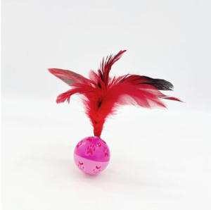Teñido barato pluma pollo pluma cola palo mascota juguete interactivo interior Teaser varita piel con plumas juguete - Product Image 3