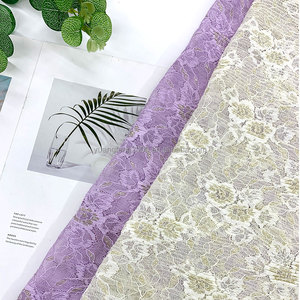 Tissu en dentelle 3D à fleurs en maille plissée jacquard avec bas en dentelle française et fil métallique, 100 % polyester, pour robes de soirée de luxe et mariages (vente en gros) - Product Image 2