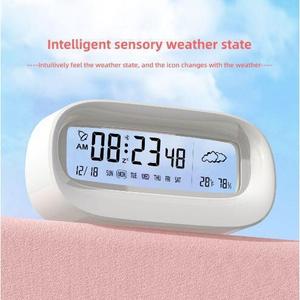 Electronic Alarm <b>Clock</b> Oval Shape <b>Digital</b> Display Temperature Humidity Tabletop Desktop Use - Product Image 5