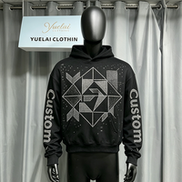 Nouveau design, sweat à capuche décontracté surdimensionné en coton de qualité pour hommes, logo personnalisé, imprimé strass, pull de luxe, streetwear