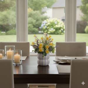 Arrangement de fleurs artificielles printanières, bouquet de narcisses, de lavande et d'<span class=keywords><strong>eucalyptus</strong></span> pour décoration bohème de chalet - Product Image 3