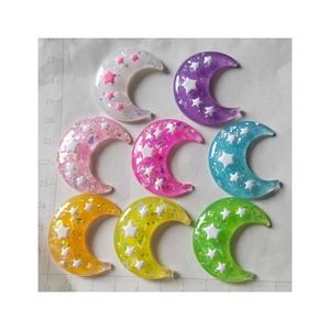 Cabochons plats en résine scintillante motif <span class=keywords><strong>lune</strong></span> Kawaii, fournitures artistiques, breloques décoratives, accessoires de bricolage - Product Image 1