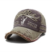 Gorra de Béisbol de Algodón Lavado Vintage Bordada Personalizada de Alta Calidad con Borde Desgastado y Visera Curva, Precio Directo de Fábrica