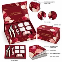 Boîte magnétique rigide personnalisée pour bouquet de fleurs, Saint-Valentin, papier couché 157 g/m², carton gris 2 mm, pelliculage brillant, impression CMJN recto-verso