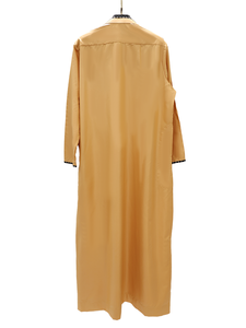 <b>Men's</b> Long Sleeve <b>Thobe</b> Floor Length Stand Collar Solid Polyester Prayer Plus Size 52-60 Middle East Style 3 Colors - Product Image 5