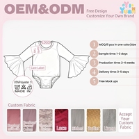 Combinaison décontractée rose unie à manches cloche et col rond avec boutons-pression au bas pour bébés filles, tenue de boutique pour tout-petits