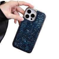 Étui de téléphone portable en cuir de crocodile brillant de luxe pour iPhone 16 15 Pro Max 14 Plus 13 Coque Coque antichoc Protection arrière