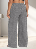 Pantalon décontracté taille haute coupe droite ample en soie de lait pour femme, grande taille, avec poches et cordon de serrage