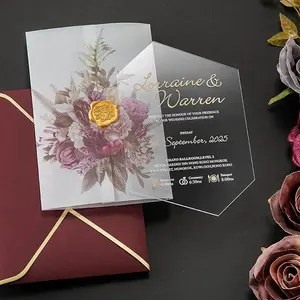 사용자 정의 멋진 불규칙한 모양의 투명 아크릴 결혼식 초대장 봉투