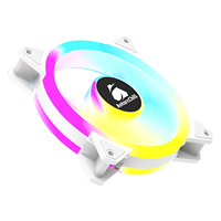Ventilateur de châssis ARGB blanc 120 mm à double anneau lumineux, pales givrées, haute vitesse, grand débit d'air, faible bruit, pour PC de jeu