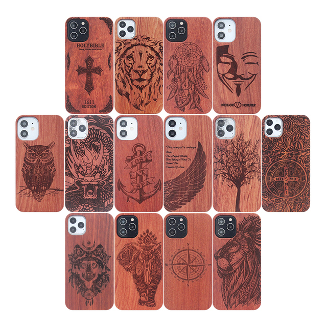 Factory Direct Sale DIY Wood Laser Engraving Mobile Phone case for Samsung S21 S20 iPhone 12 Wooden Cell Phone Covers Customized