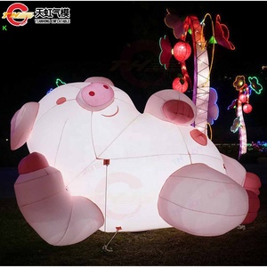 Maiale gonfiabile rosa illuminazione a LED cartone animato modello animale gonfiabile Replica palloncino a terra con soffiatore in vendita - Product Image 5