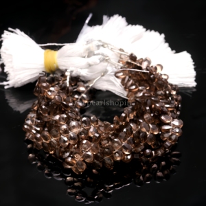Natural Smoky Quartz Faceted Pear Briolette Beads 5x7mm Smoky Quartz Wholesale Bulk Gemstone Bead Strand 6 Inch <b>Jewelry</b> <b>Making</b> - Product Image 1