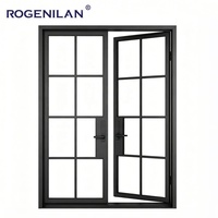 ROGENILAN Puertas Corredizas de Aluminio Ultra Estrechas Estilo Francés, Puertas Interiores Dobles con Vidrio Laminado y Hueco