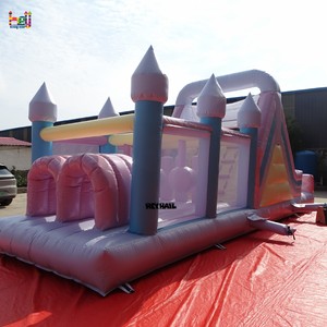 Château gonflable commercial en PVC de Chine avec parcours d'obstacles couleur <span class=keywords><strong>macaron</strong></span> à vendre - Product Image 2