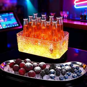 Led Illuminated Ice Bucket Rectangle Acrylic Beer And Liquor Cooler For Bar Party KTV - Product Image 3