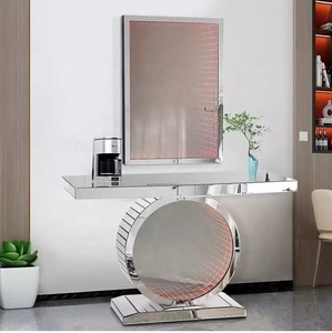 2022 Top Seller Heart LED Mirrored Console Table with Wall Mirror Set <strong>Crushed</strong> <strong>Diamond</strong> Mirrored <strong>Furniture</strong> Smart <strong>Furniture</strong> - Product Image 3
