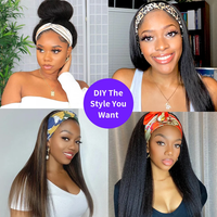 Perruque Bandeau en Cheveux Humains Remy de Gros, Perruque Bandeau Sans Colle et Sans Lacet, Perruques Bandeau en Cheveux Bruts Péruviens pour Femmes Noires