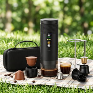 Nouvelle machine à café portable avec sac de rangement, support, affichage LED 20 bars, cafetière de voyage pour l'extérieur, logo personnalisable - Product Image 1